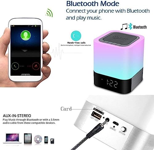Aisuo AS-DY28PLUS Night Light-5 In 1 Bedside Lamp With Bluetooth Speaker, 12/24H Digital Calendar Alarm Clock thumb #2
