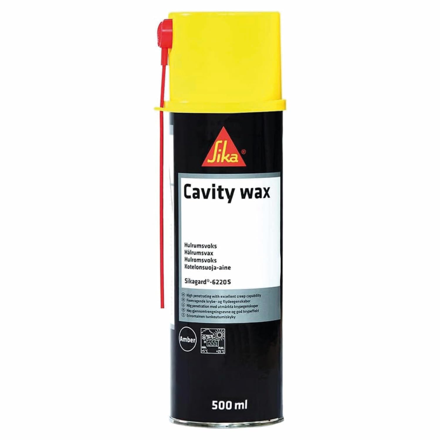 SIKA - Cera spray antiruggine - Sikagard 6220 S, Ambra - Protezione per le cavità dell'auto - Penetra ovunque per una conservazione sicura e totale - 500ml