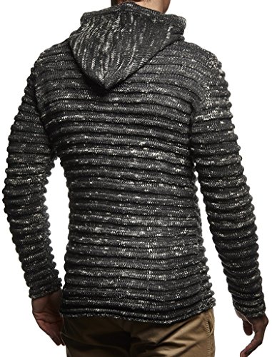 Leif Nelson LN20724 Men's Knit Jacket with Hood Knitt Zip Up Cardigan Hoodie4