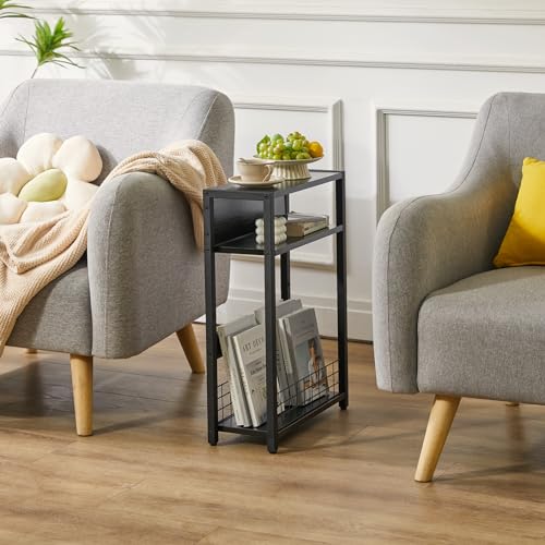 Miniatura 5 de Ibuyke Mesa Auxiliar De 3 Niveles Para Espacios Pequeños,Mesa Auxiliar Estrecha Con Estantes Para Revistas,Mesita De Noche, Mesas Auxiliares Para Sofás Para Sala De Estar,Dormitorio, Negro Tmz001b