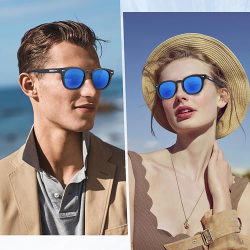 Polarized Sunglasses for Teens – UV400 Color Mirror Lens,Matte Round Frame Small Faces–Driving & Outdoors2