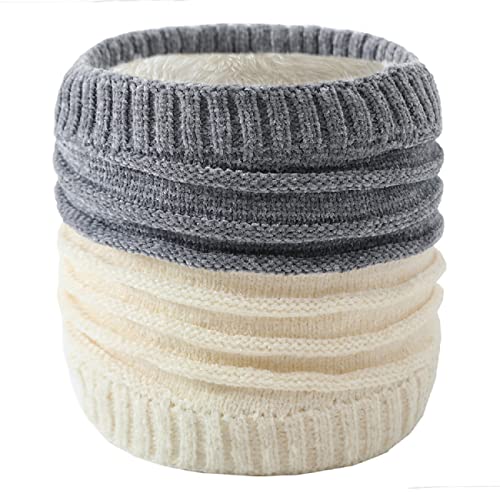 HYUET Cache Cou Tubulaire Tour de Cou Col Écharpe Tube Polaire Thermique Cache-Cou Tricoté Chauffant Foulard Écharpe Ronde Épais Chaud pour Cycliste Motocycliste Ski Femme Homme,blanche,taille unique Cover
