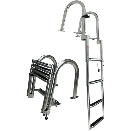 Pontoon Boat Ladder Marinebaby 3/4-Step Stainless Steel Telescoping Boat Boarding Ladder - Under Pontoon Boat Ladder Marinebaby 3/4-Step Stainless Steel Telescoping Boat Boarding Ladder - Under