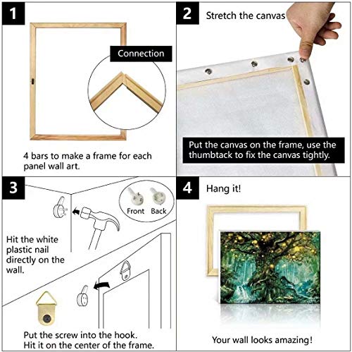 DIY Solid Wood Canvas Frame Kit 16X20'' for Paint by Number&Oil