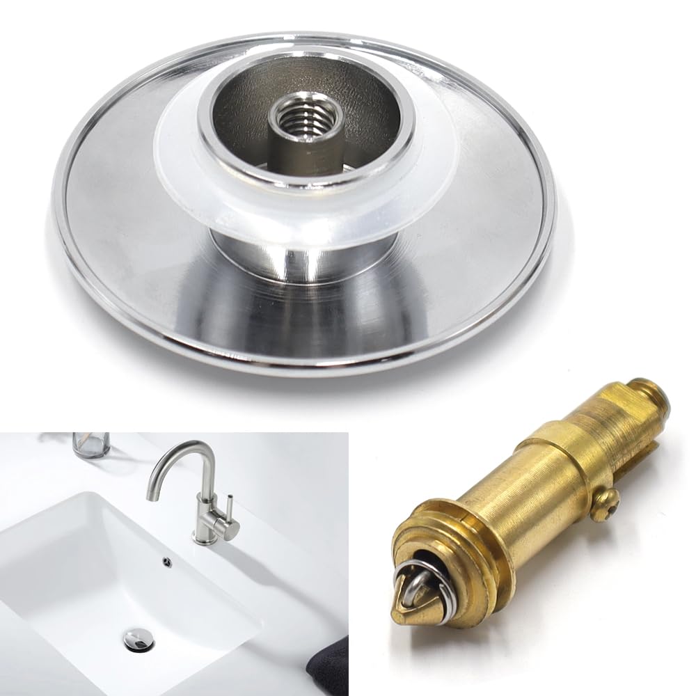 Tappo Lavandino Click Clack 66 Mm In Ottone - Valvola Di Scarico Per Lavandino Bagno O Bidet, Cromato Argento - Foto 9