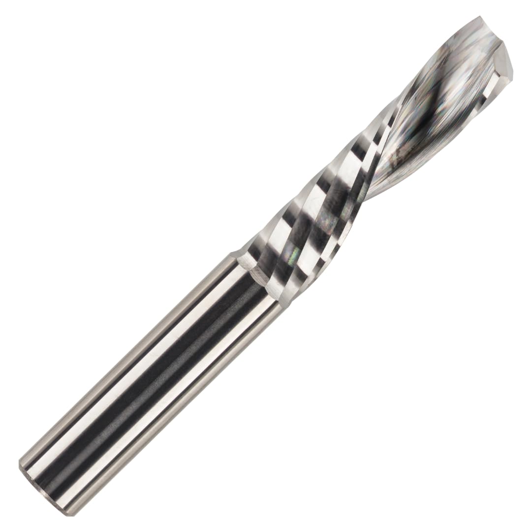 12mm x 42mm Flute x 12mm Shank Solid Carbide Single Flute Down Cut Router Bit – CNC Router Cutter for Wood, MDF, Plywood, Plastic, Aluminium & Composites – Industrial Quality Spiral Bit