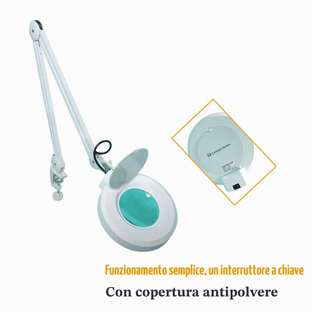 5 DIOTTRIE LED LAMPADA D'INGRANDIMENTO CON LUCE FREDDA BIANCA E MORSETTO PER ESTETISTA ESTETICA LABORATORIO E LAVORI DI