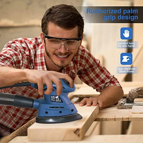 BOLTHO Mouse Sander, 12000RPM Hand Sander Electric 130W Machine Detail Sander with 20 Sanding Sheets, Dust Collector Multi Sander Random Orbital Sander for Woodworking Sanding Detailing Finishing