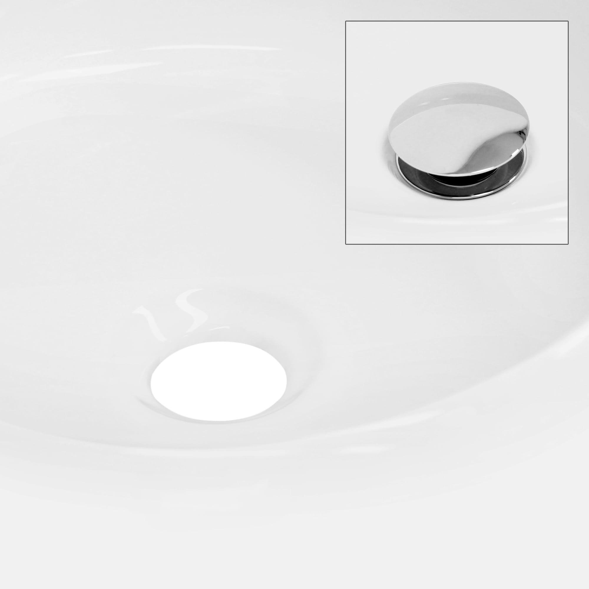 ECD Germany Lavabo Cerámico Ovalado con Agujero Conexión Estandar - Blanco - Lavamanos sobre Encimera - 320 x 320 x 135 mm - Diseño Moderno - Fregadero sin Juego de Desagüe - Realza Cada Baño o Aseo