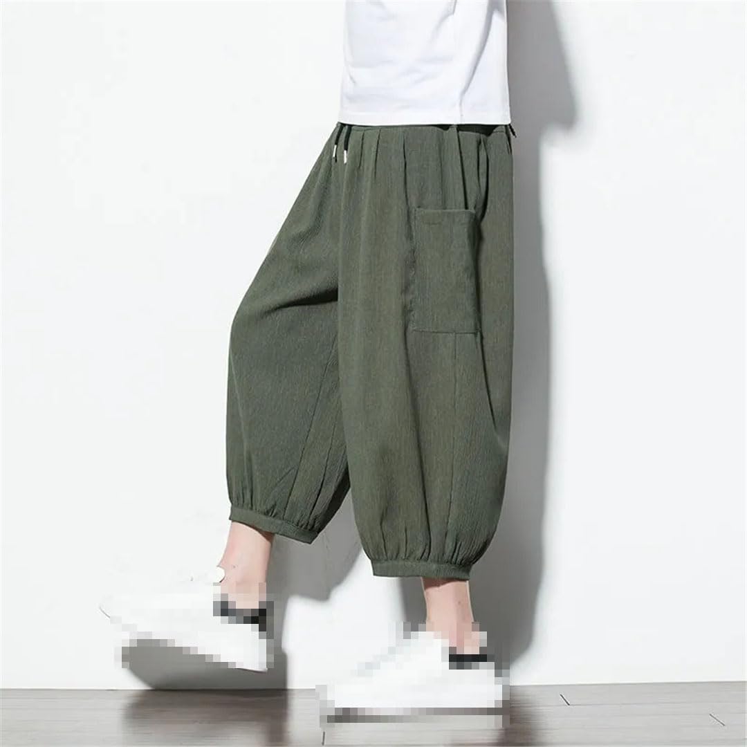 Pantalones Casuales para Hombre Pantalones De Verano Pantalones De Pierna Ancha Holgados con Bolsillo