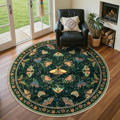 Tapete redondo verde oscuro 6ft no deslizable suave miniatura 1