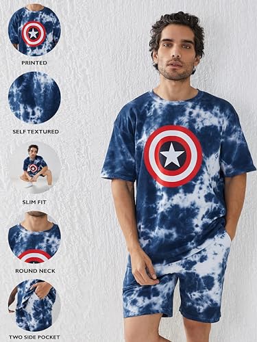 Image of Men's Co Ord Set || Pure Cotton Lycra Printed Night Dress for Men || Sleepwear Pajama Set for Men || Casual Home Wear Set || Shorts Pajamas Set || Night Suit for Adults
