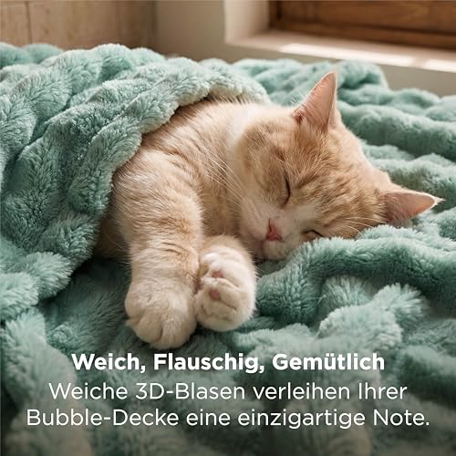 BEDSURE Kuscheldecke Flauschig Bubble Decke - Grün, 220x240 cm – Ansicht 3