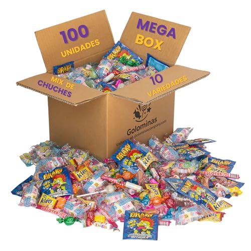 GOLOMINAS COMPANY - 100 Chuches - Relleno de Piñata Sin Alergenos - Con Palotes Drakus Pica Pica y Relojes- Golosinas y Caramelos - Para Relleno Bolsas de Cumpleaños y Fiestas -Sin Gluten y Sin Leche