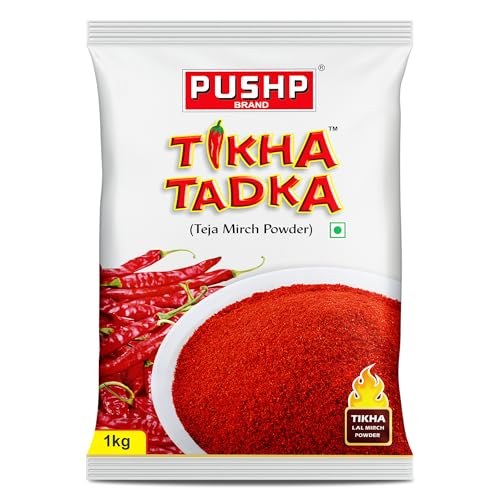 Image of Pushp Spicy Red Chilli Powder 1kg | Tikha Tadka Lal Mirchi Powder | Premium Quality | Rich Color | Strong Aroma | Perfect for Indian Dishes |