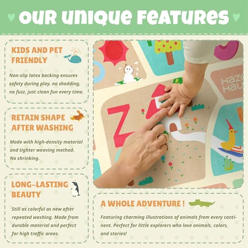 3x5 Alphabet Rug for Kids - Soft ABC Play Mat for Toddlers, Baby Learning, Preschool Educational Nursery Rug for Crawling, Reading Nook or Small Playroom – Cute Pastel Beige and Blue Letters Décor - Image 7