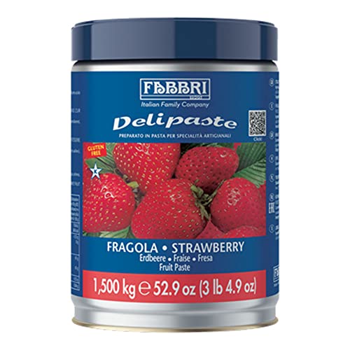 Fabbri Delipaste Strawberry, Flavoring Compound for Gelato, Ice Cream, Soft Serve, Pastry and Confectionary - 1 Tin of 3.3 lb