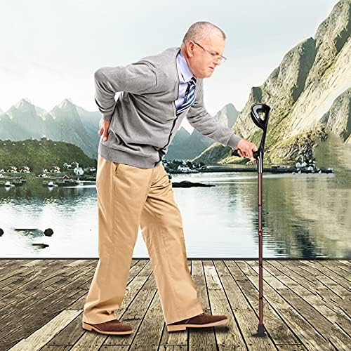 ZAPION Folding Forearm Crutch, Portable Height Adjustable Walking Stick with Comfy Handle for Seniors Disabled Elderly, Rose Gold