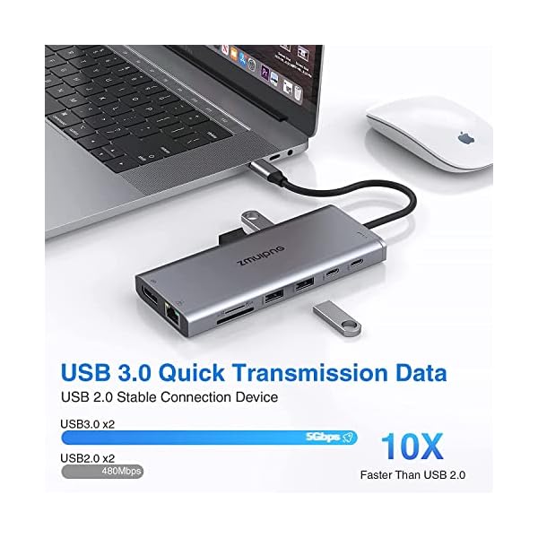 USB C Docking Station Dual Monitor,Triple Display USB C Hub, 14 in 1 Laptop Dockingstation mit 2*4K HDMI,DP/Displayport,Ethernet,4*USB,100W PD,USB-C Data,SD/TF,Audio/Mic,USB C Dock für Dell HP Lenovo – Bild 6