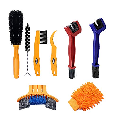 Juego de cepillo de limpieza para bicicleta, kit completo de limpieza para cadena de bicicleta/neumático/piñón/rueda de ciclismo esquinas manchas suciedad limpia, ajuste para todas las bicicletas