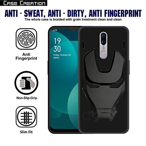 Image of COVERLY Official 3D Touch Feel Trending Avengers Logo Mask Soft Rugged Grip Silicone Iron Man Super Power Cartoon Movie Engraved Silicone Matte Back Cover for Oppo F11 -HD Black Avenger