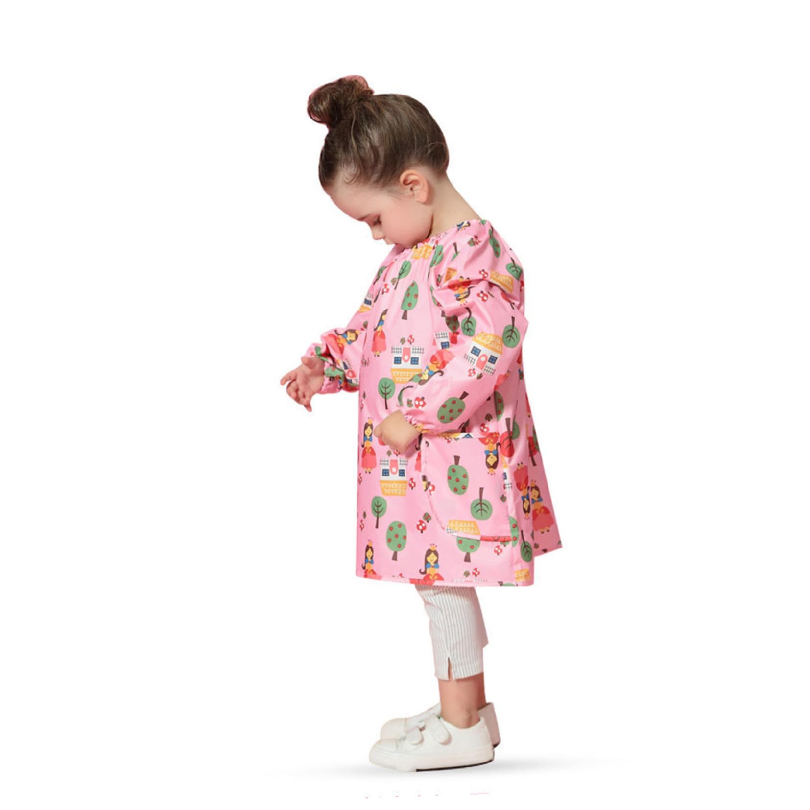 Grembiule Rosa Maniche Lunghe per Pittura Bambini in Poliestere Protezione Vestiti Taglia S per Attività Artistiche e Creative