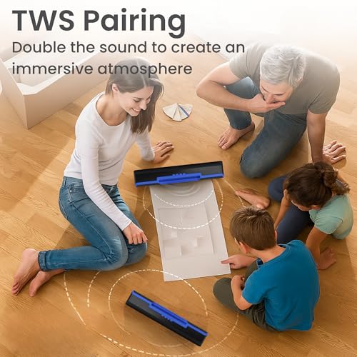 Image of OOGE Vibebox 7000 Bluetooth Speaker, 15W Portable Wireless Speaker with TWS Connection, Type-C Charging, AUX Input, FM Radio, USB & TF Card Support, 8H Playtime (Movie,Music Modes) (Blue)