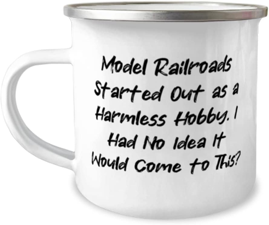 Joke Model Railroads Gifts, Model Railroads Started Out as a Harmless Hobby. I, Model Railroads 12oz Camper Mug From Friends, Model trains, Train sets, Toy trains, Kids train set, Electric train set