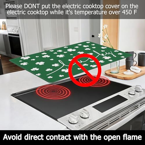 Image of St. Patrick's Day Stove Top Cover 29''x21'' for Electric Stove - Stove Mat for Glass Top Glass Cooktop Protector For Kitchen Multifunctional Oven Covers for Electric Stove