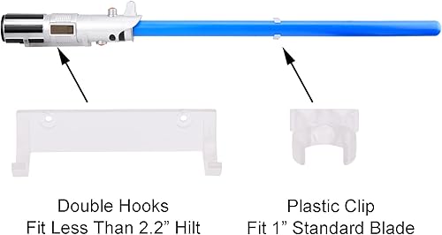 Miniatura 10 de Soporte de pared para sable de luz horizontal, soporte de gancho para sable de luz, compatible con cualquier sable de luz, color negro, paquete de 4