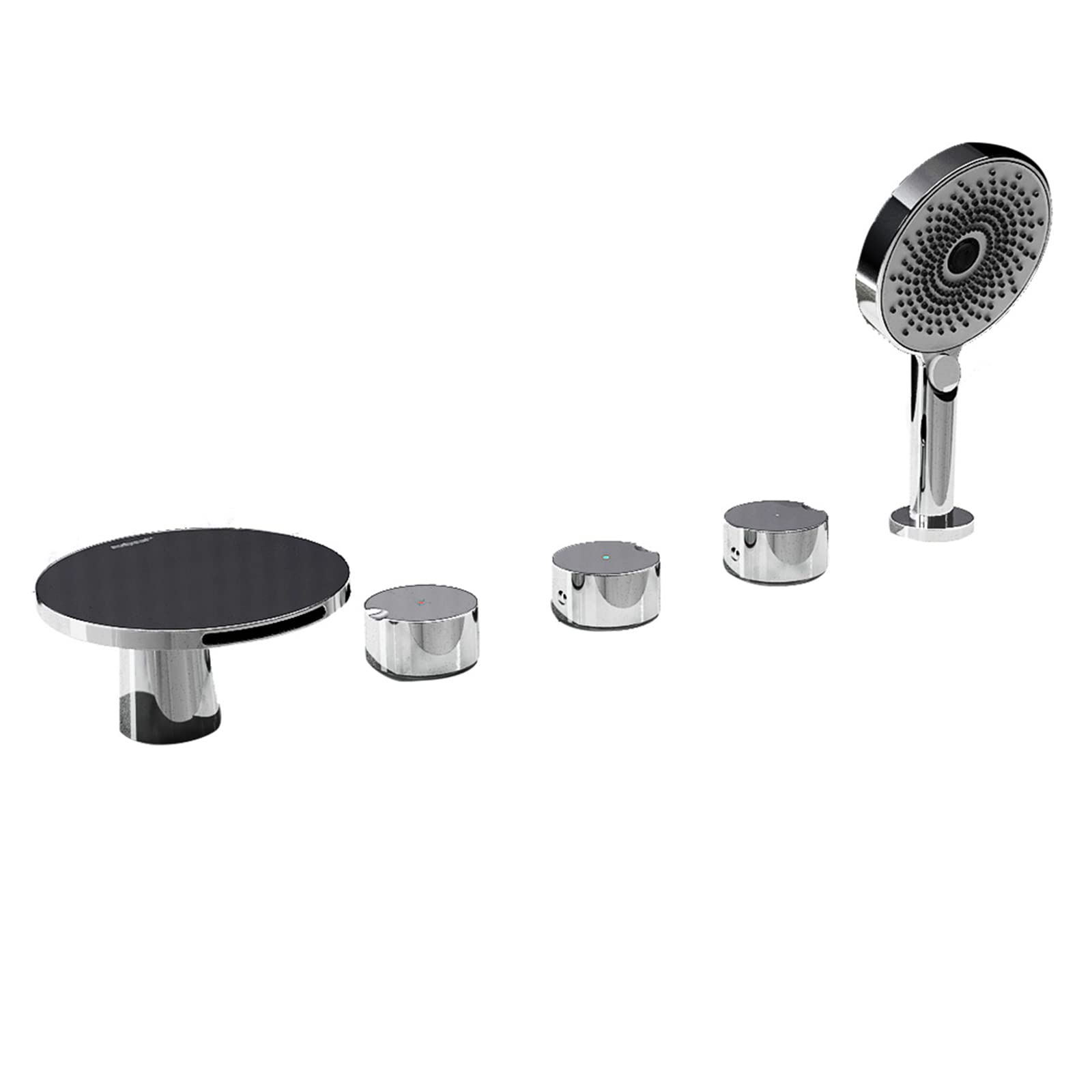 SBCGFY Chrome Bath Shower Mixer Tap Set - 5-Function Waterfall Faucet For Bathtub & Deck Mount Shower - Modern Bathroom Sink Mixer Tap For Luxury Experience,