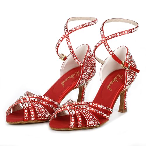 Image of Latinsoul Y205-36 Women's Crystal Rhinestone Latin Dance High Heel Shoes - Stylish Adjustable Strap Design Comfortable Dance Shoes