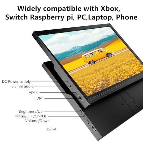 Image of 17.3inch Portable Monitor for Laptop FHD 1920x1080P 60HZ with Speaker HDMI USB-C Extent PC Monitor Compatible with Computer Xbox Switch mini PC PS4 /5 Mac
