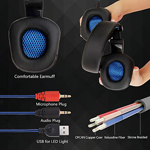 Andoer SY860MV Gaming Headset 3,5 mm com fio sobre a orelha Fone de ouvido com cancelamento de ruído