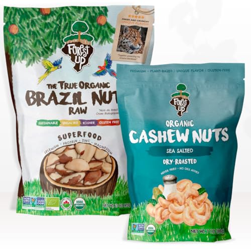 FOREST UP Organic Unsalted Brazil Nuts 15oz + Sea Salted Roasted Organic Cashews 7oz - Healthy Snack, Gluten Free, Non-GMO, Vegan, Plant-Based Protein image 5