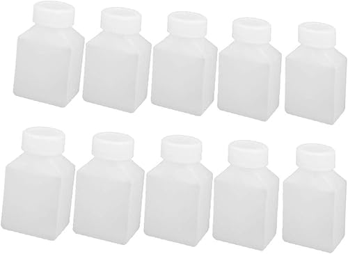 X-DREE 10Pcs 50ml HDPE Plastic Bottle Translucent DIY Square Bottle w Cover(10Pcs 50ml HDPE Botella de plástico Translúcida DIY Plaza botella w