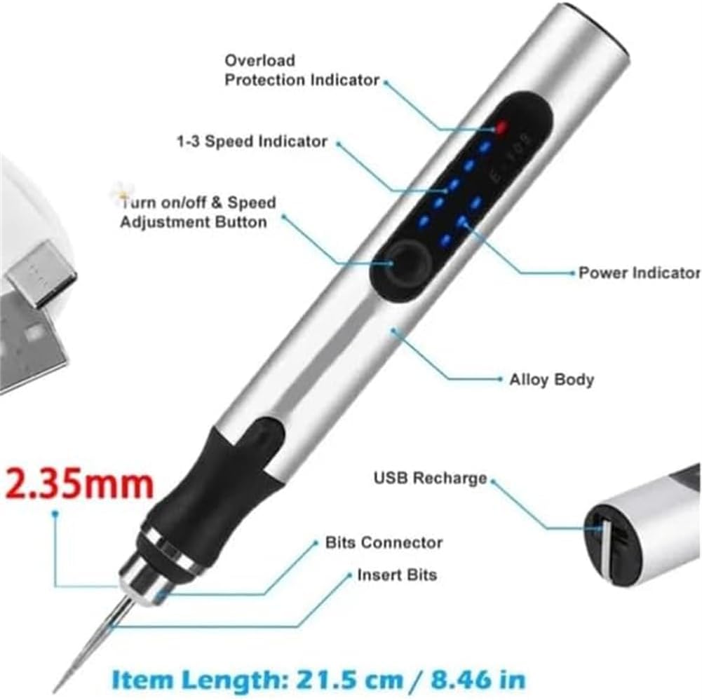 Bestically 彫刻ペン、Diyers用彫刻ペン、30ビット付きジュエリー彫刻機、3速、過熱保護、メタル、木材、ガラス、プラス 【鞘】