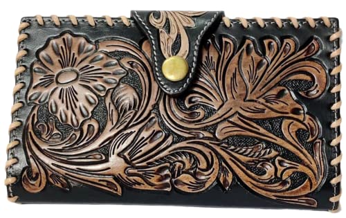 JF Reitsport Unisex Geldbörse aus echtem Leder im Western-Cowboy-Stil, Braun