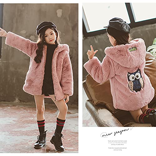 ASHER FASHION Little Big Girls Winter Outfit Hooded Fur Jacket Warm Cotton Fleece Thick Coat Outwear2
