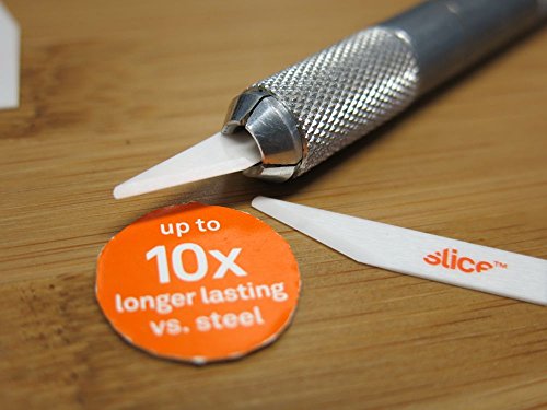 Slice 10519 Straight Edge, Ceramic Blade, Pointed Tip Craft Blade, Finger Friendly, Ceramic Blade Stays Sharp 11X Longer Than Metal, 4 Blades #TOP1