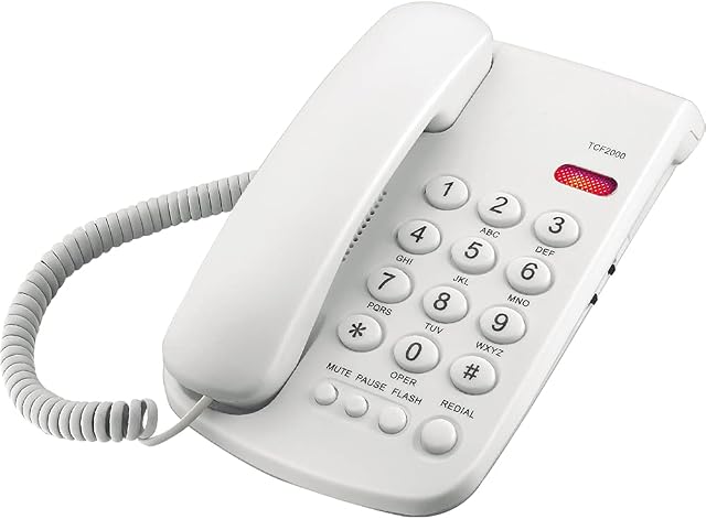 Uvital Desktop Corded Telephone, Basic Landline Support P/T Mode, Mute, Pause, Redial, Flash, With Mechanical Lock