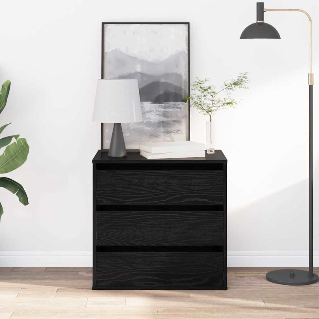 Cajonera de madera negra 3 cajones mueble de almacenamiento 60x41x58 cm para organizar hogar