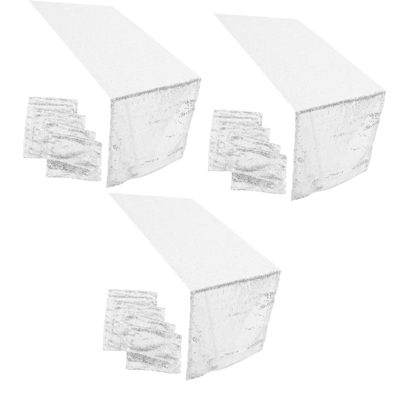 Chemin de table pailleté argenté Cabilock pour nappe festive lot de 3 pièces