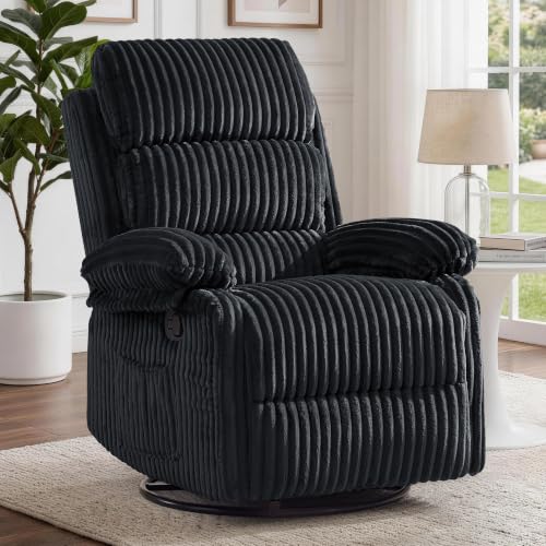 Image of Korser Rocking Recliner Chair, Nursery Rocker Chair for Adults, Small Recliners for Small Spaces, Swivel Rocker Recliner with Cushion, Upholstered Rocking Chairs for Living Room, Nursery