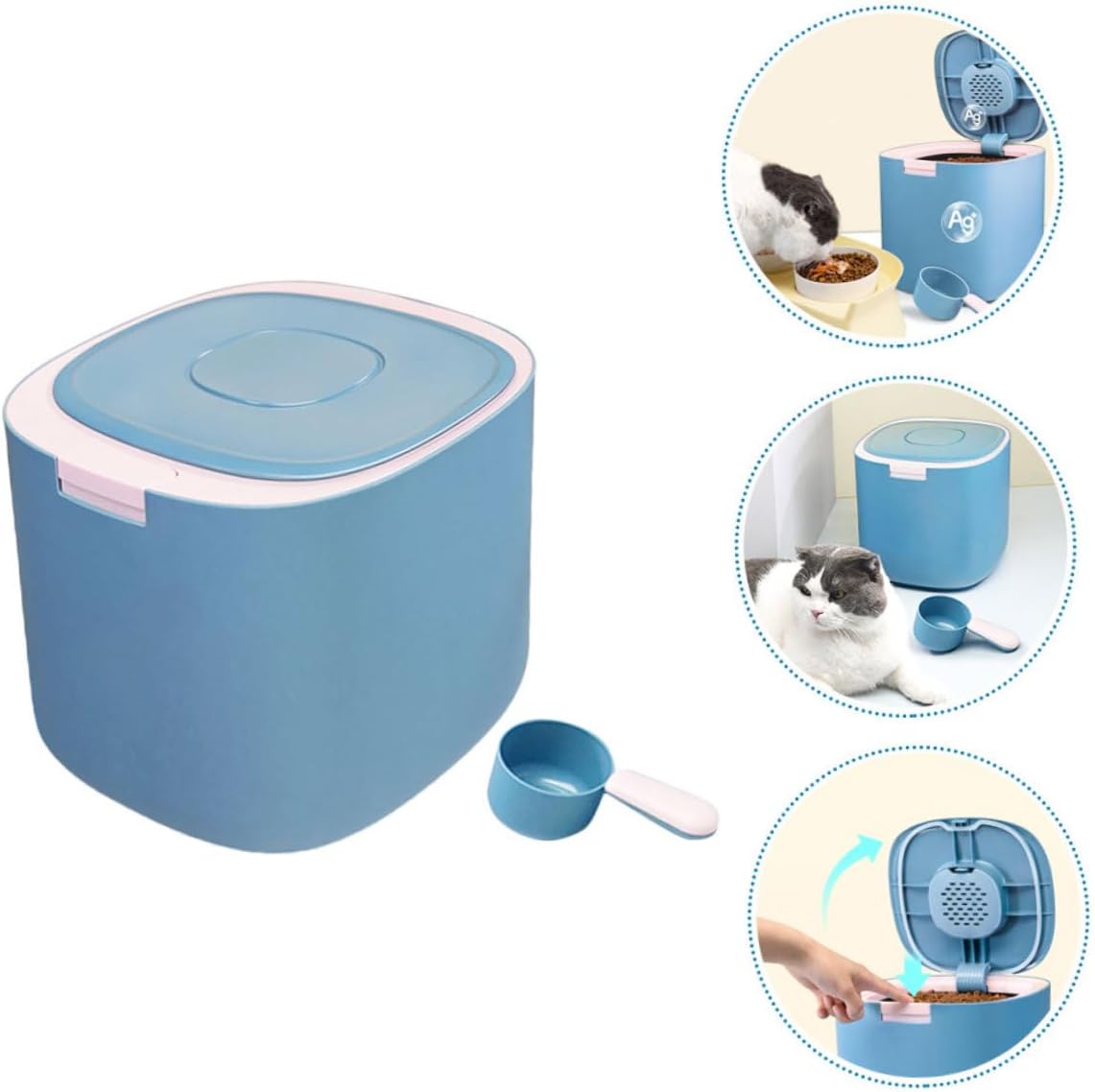 Amosfun 11l Airtight Pet Food Storage Bucket with Seal, Fog Matte Finish Grain Holder for Cat and Dog Food, Moisture-proof Container Suitable for Household Use