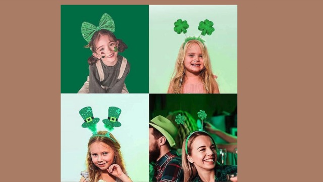 Festa di San Patrizio, foglia di trifoglio colorato e cappello con testo di congratulazioni. Illustrazione, cartolina | Vettore Premium
