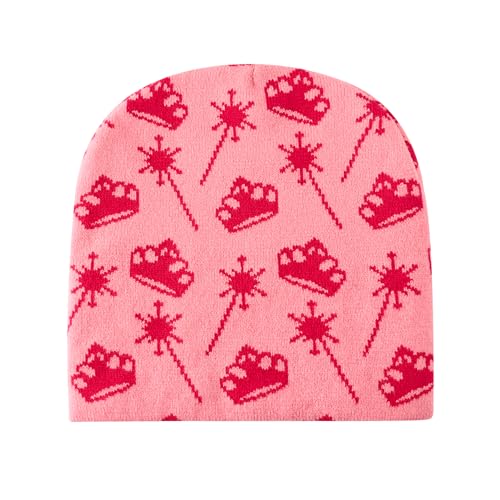 Axepet Elphaba Galinda Matching Beanie Wicked Friendship Winter Hat Crown Witch Hat Knit Hats for Christmas Party Fans Party (US Alpha Medium Large Pink)