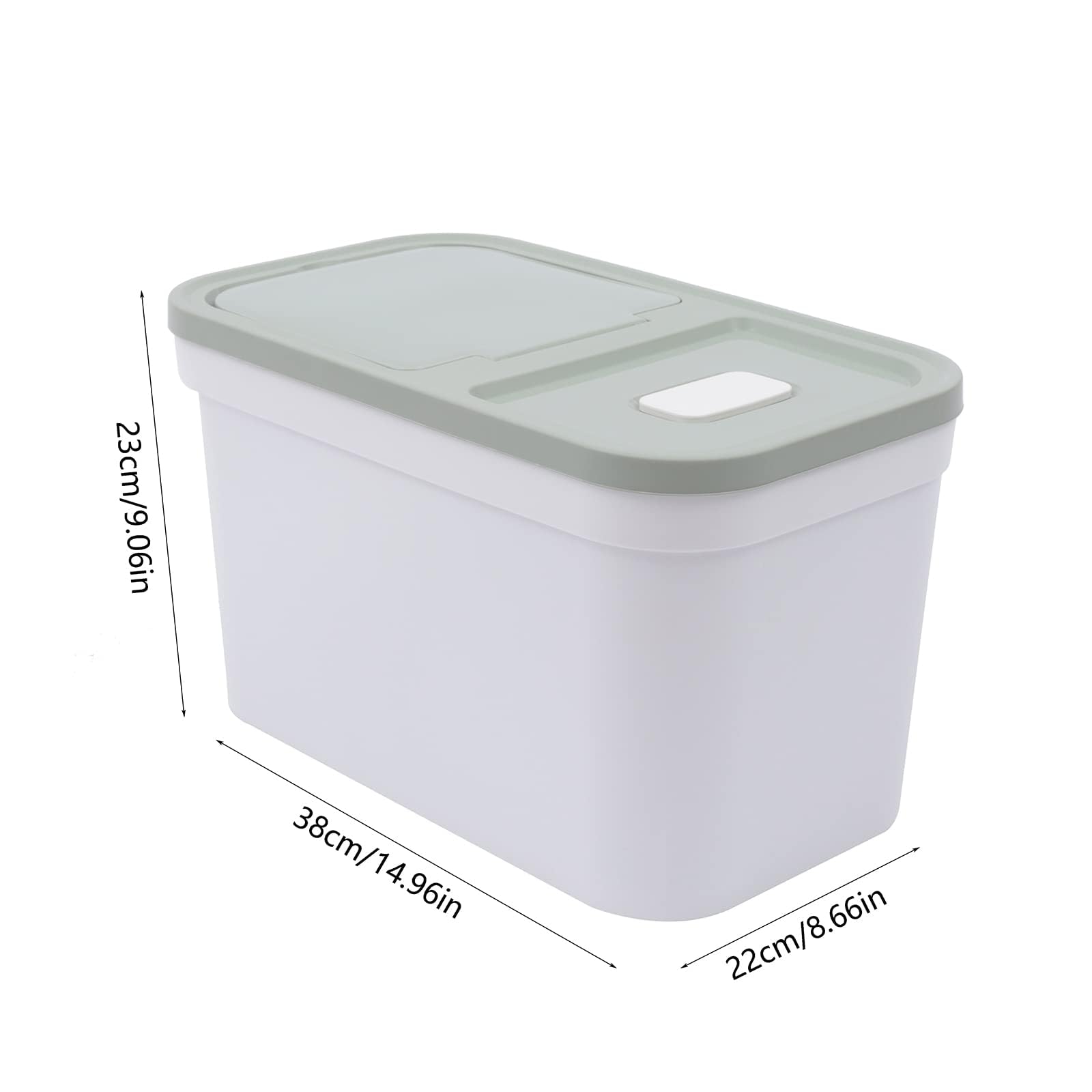 Reisspender Futtertonne 10KG, Reisbehälter mit Reistasse, 22×38×23cm Futteraufbewahrung für Hunde, Futterbehälter für Reis, Mehl, Cornflakes, Hundefutter, Katzenfutter, Grün