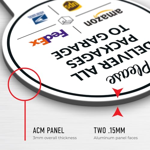 Image of Package Delivery Sign, Delivery Instructions Deliver All Package Garage Porch Sign, 7x13 Inches Round Shape, Aluminum Composite Made in USA by Sigo Signs