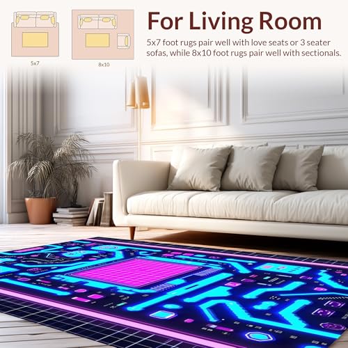 Tapete decorativo rectangular lavable 8'x10' azul miniatura 2